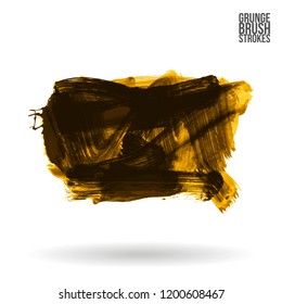 Yellow brush stroke and texture. Grunge vector abstract hand - painted element. Underline and border design.
