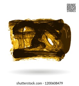 Yellow brush stroke and texture. Grunge vector abstract hand - painted element. Underline and border design.