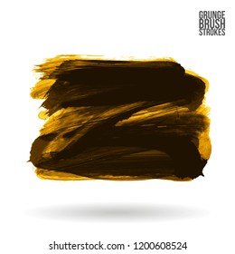 Yellow brush stroke and texture. Grunge vector abstract hand - painted element. Underline and border design.