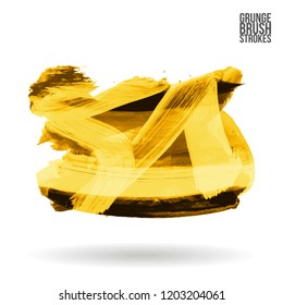 Yellow brush stroke and texture. Grunge vector abstract hand - painted element. Underline and border design.