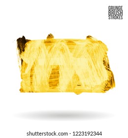 Yellow brush stroke and texture. Grunge vector abstract hand - painted element. Underline and border design.