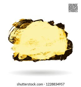 Yellow brush stroke and texture. Grunge vector abstract hand - painted element. Underline and border design.