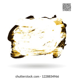 Yellow brush stroke and texture. Grunge vector abstract hand - painted element. Underline and border design.