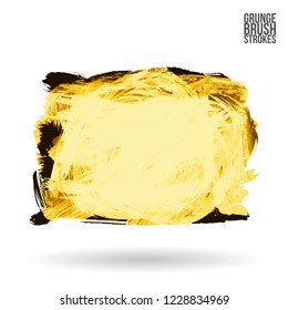 Yellow brush stroke and texture. Grunge vector abstract hand - painted element. Underline and border design.