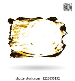 Yellow brush stroke and texture. Grunge vector abstract hand - painted element. Underline and border design.
