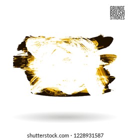 Yellow brush stroke and texture. Grunge vector abstract hand - painted element. Underline and border design.