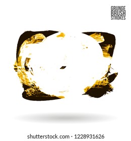 Yellow brush stroke and texture. Grunge vector abstract hand - painted element. Underline and border design.