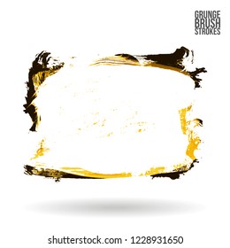Yellow brush stroke and texture. Grunge vector abstract hand - painted element. Underline and border design.