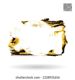 Yellow brush stroke and texture. Grunge vector abstract hand - painted element. Underline and border design.