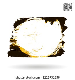Yellow brush stroke and texture. Grunge vector abstract hand - painted element. Underline and border design.