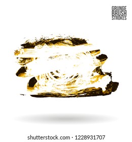 Yellow brush stroke and texture. Grunge vector abstract hand - painted element. Underline and border design.