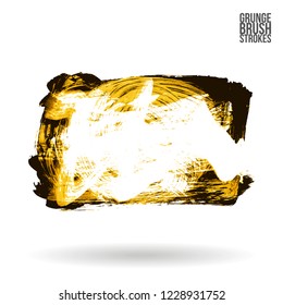 Yellow brush stroke and texture. Grunge vector abstract hand - painted element. Underline and border design.