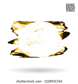 Yellow brush stroke and texture. Grunge vector abstract hand - painted element. Underline and border design.