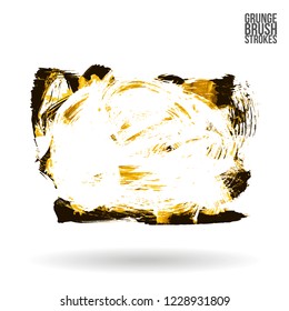 Yellow brush stroke and texture. Grunge vector abstract hand - painted element. Underline and border design.