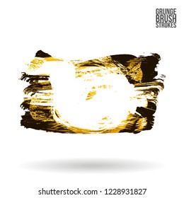 Yellow brush stroke and texture. Grunge vector abstract hand - painted element. Underline and border design.
