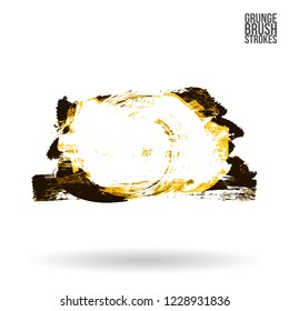 Yellow brush stroke and texture. Grunge vector abstract hand - painted element. Underline and border design.