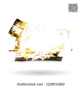 Yellow brush stroke and texture. Grunge vector abstract hand - painted element. Underline and border design.