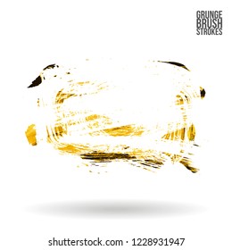 Yellow brush stroke and texture. Grunge vector abstract hand - painted element. Underline and border design.