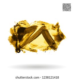 Yellow brush stroke and texture. Grunge vector abstract hand - painted element. Underline and border design.