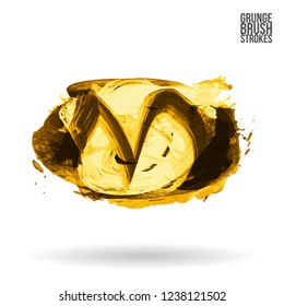 Yellow brush stroke and texture. Grunge vector abstract hand - painted element. Underline and border design.