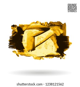 Yellow brush stroke and texture. Grunge vector abstract hand - painted element. Underline and border design.