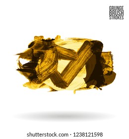 Yellow brush stroke and texture. Grunge vector abstract hand - painted element. Underline and border design.