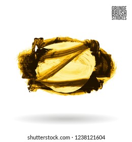 Yellow brush stroke and texture. Grunge vector abstract hand - painted element. Underline and border design.