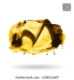 Yellow brush stroke and texture. Grunge vector abstract hand - painted element. Underline and border design.