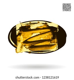 Yellow brush stroke and texture. Grunge vector abstract hand - painted element. Underline and border design.