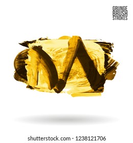 Yellow brush stroke and texture. Grunge vector abstract hand - painted element. Underline and border design.