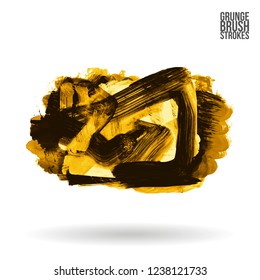 Yellow brush stroke and texture. Grunge vector abstract hand - painted element. Underline and border design.