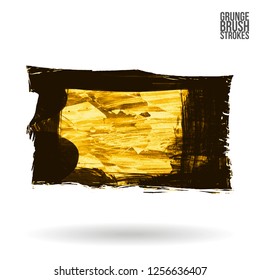 Yellow brush stroke and texture. Grunge vector abstract hand - painted element. Underline and border design.