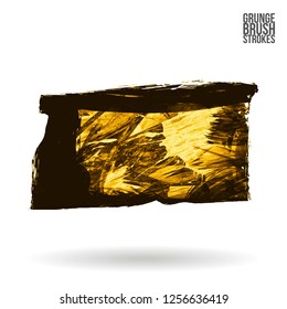 Yellow brush stroke and texture. Grunge vector abstract hand - painted element. Underline and border design.