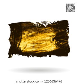 Yellow brush stroke and texture. Grunge vector abstract hand - painted element. Underline and border design.