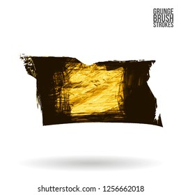 Yellow brush stroke and texture. Grunge vector abstract hand - painted element. Underline and border design.