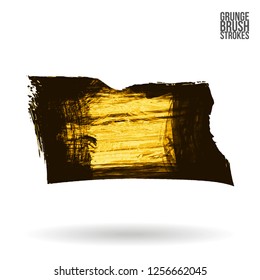 Yellow brush stroke and texture. Grunge vector abstract hand - painted element. Underline and border design.