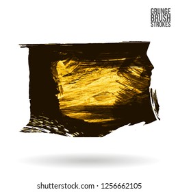 Yellow brush stroke and texture. Grunge vector abstract hand - painted element. Underline and border design.