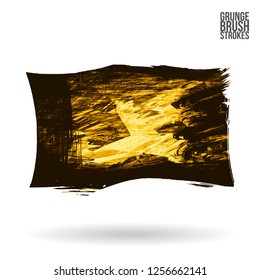 Yellow brush stroke and texture. Grunge vector abstract hand - painted element. Underline and border design.