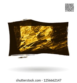Yellow brush stroke and texture. Grunge vector abstract hand - painted element. Underline and border design.