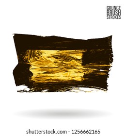 Yellow brush stroke and texture. Grunge vector abstract hand - painted element. Underline and border design.