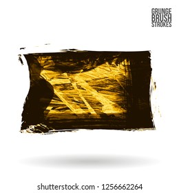 Yellow brush stroke and texture. Grunge vector abstract hand - painted element. Underline and border design.