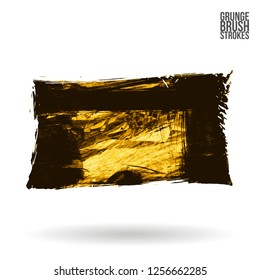 Yellow brush stroke and texture. Grunge vector abstract hand - painted element. Underline and border design.