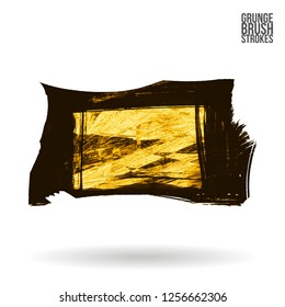 Yellow brush stroke and texture. Grunge vector abstract hand - painted element. Underline and border design.