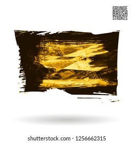 Yellow brush stroke and texture. Grunge vector abstract hand - painted element. Underline and border design.