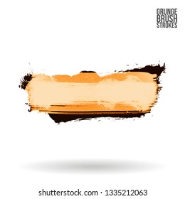 Yellow brush stroke and texture. Grunge vector abstract hand - painted element. Underline and border design.