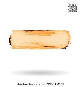 Yellow brush stroke and texture. Grunge vector abstract hand - painted element. Underline and border design.