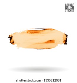 Yellow brush stroke and texture. Grunge vector abstract hand - painted element. Underline and border design.