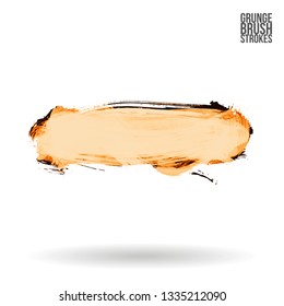 Yellow brush stroke and texture. Grunge vector abstract hand - painted element. Underline and border design.
