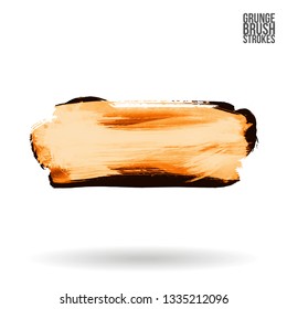 Yellow brush stroke and texture. Grunge vector abstract hand - painted element. Underline and border design.