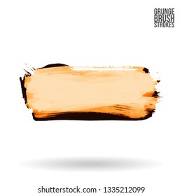 Yellow brush stroke and texture. Grunge vector abstract hand - painted element. Underline and border design.